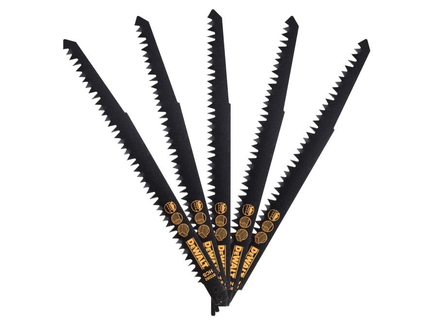 Dewalt Power Tools Dewalt DT2352QZ 240mm HCS Reciprocating Blade for Wood with 5 Blades