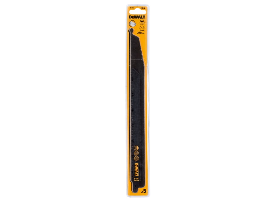 Dewalt Power Tools Dewalt DT2352QZ 240mm HCS Reciprocating Blade for Wood with 5 Blades