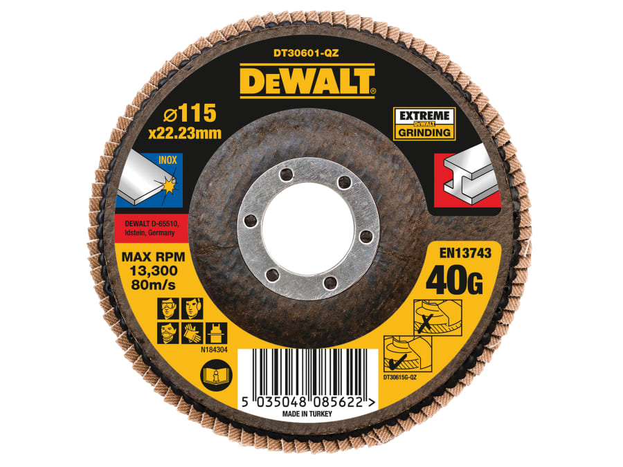 Dewalt Power Tools Dewalt DT30601QZ 115mm x 22.2mm 40 Grit Flap Disc
