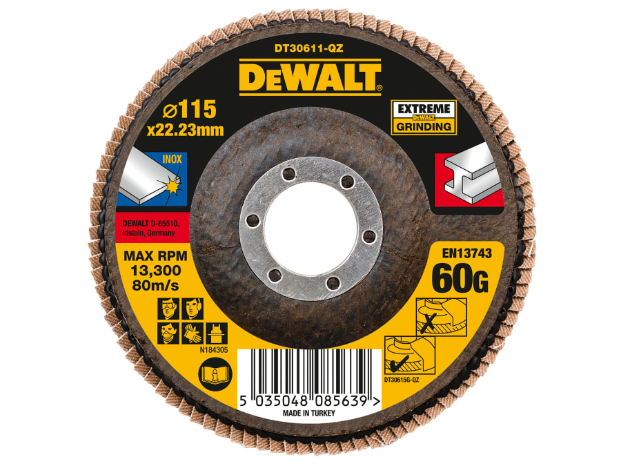 Dewalt Power Tools Dewalt DT30611QZ 115mm x 22.2mm 60 Grit Flap Disc