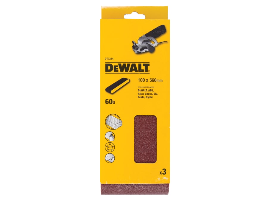 Dewalt Power Tools Dewalt DT3314QZ 560 × 100mm Sanding Belt 60 Grit Pack of 3