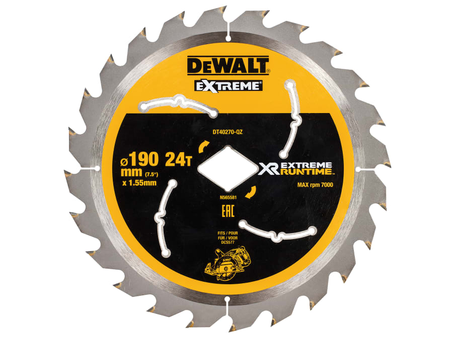 Dewalt DT40270 190mm Extreme Runtime Diamond Circular Saw Blade 24T