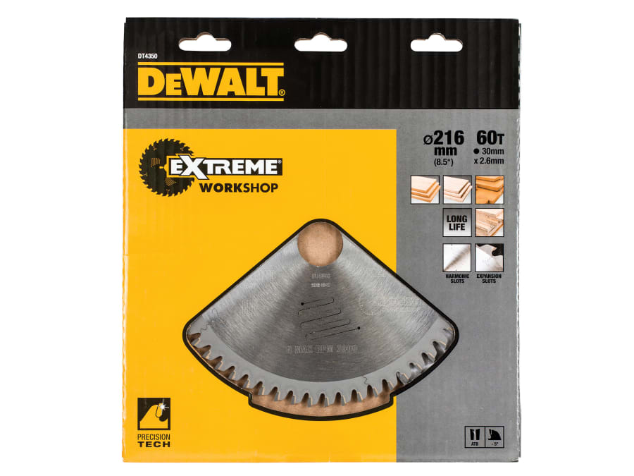 Dewalt Power Tools Dewalt DT4350QZ 216mm x 30mm 60T Circular Saw Blade