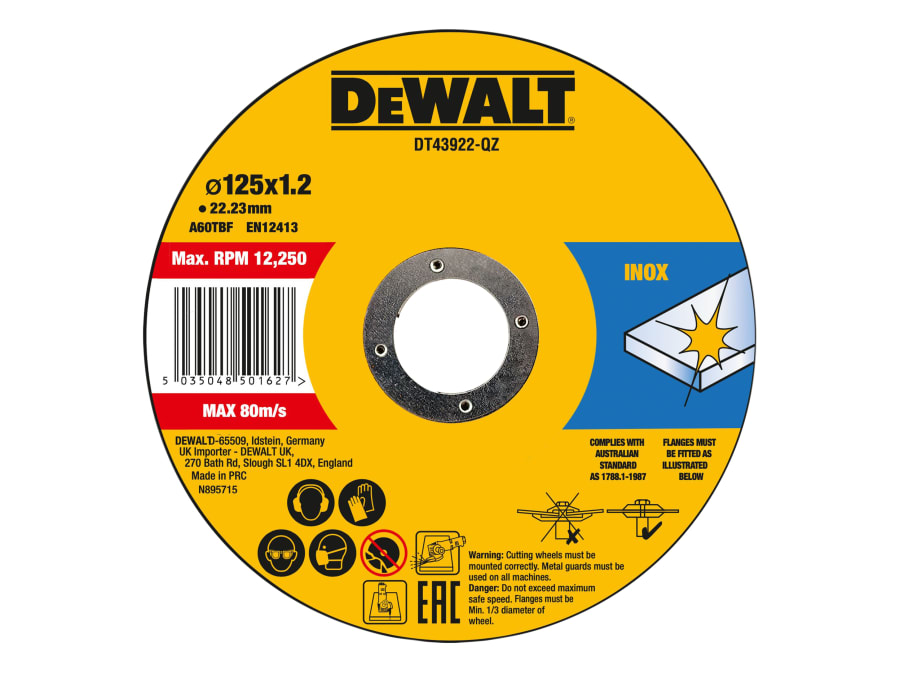 Dewalt Power Tools Dewalt DT43922QZ 125 × 1.2 × 22.23mm Metal Cutting Disc