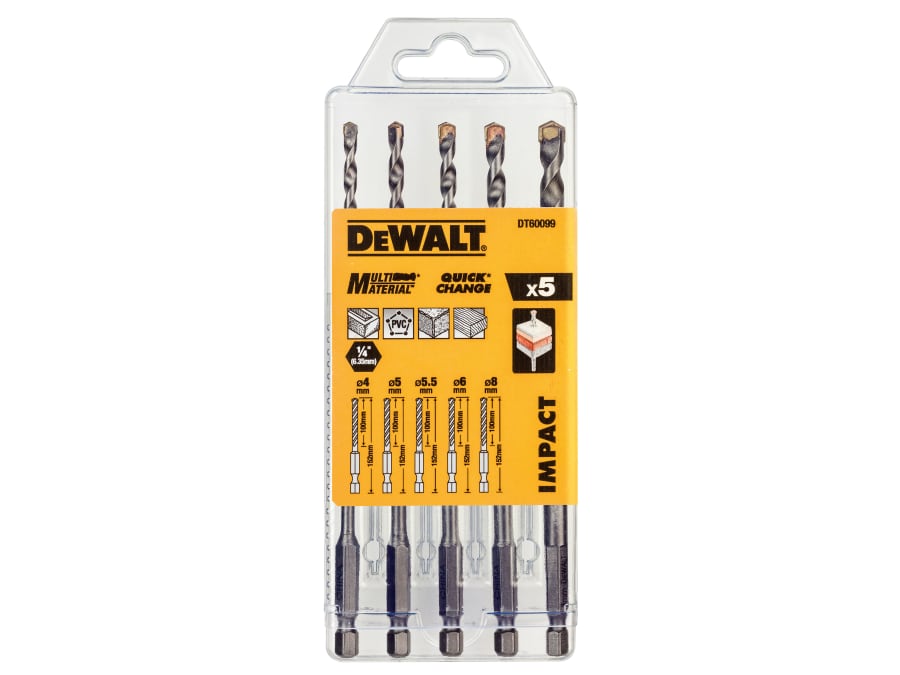 Dewalt Power Tools Dewalt DT60099QZ Extreme Impact Masonry Drill Bit Set 5 Piece