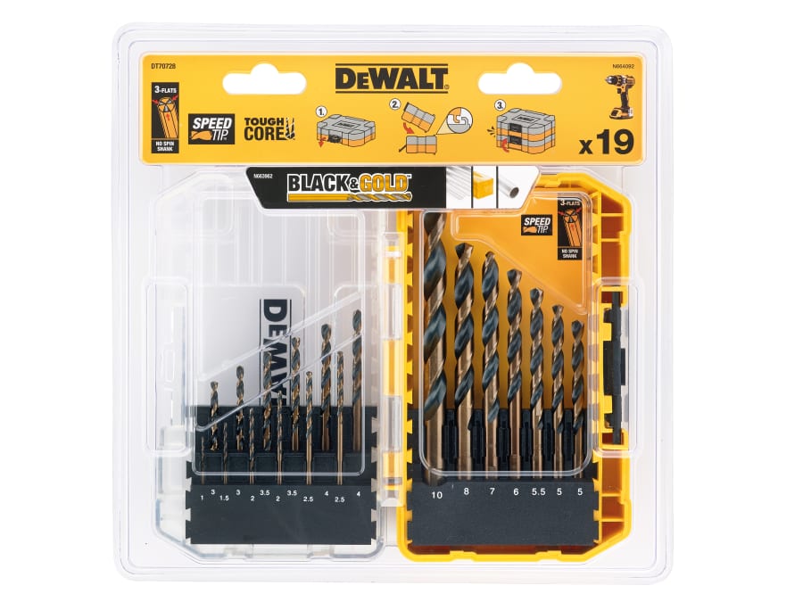 Dewalt Power Tools Dewalt DT70728QZ 19 Piece HSS Drill Bit Set
