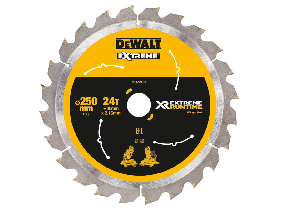 Dewalt DT99571QZ 250mm x 30mm x 24T Extreme Runtime Circular Saw Blade