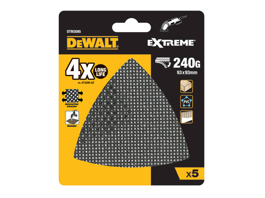 Dewalt Power Tools Dewalt DTM3095QZ 93x93mm 240 Grit Mesh Detail Sander Sheets (Pack 5)