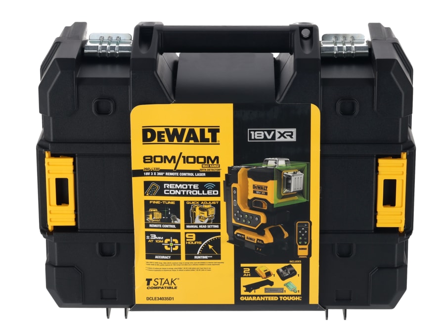 Dewalt Power Tools Dewalt DCLE34035D1GB 18V 3x360 Remote Control Green Laser with 1 ×