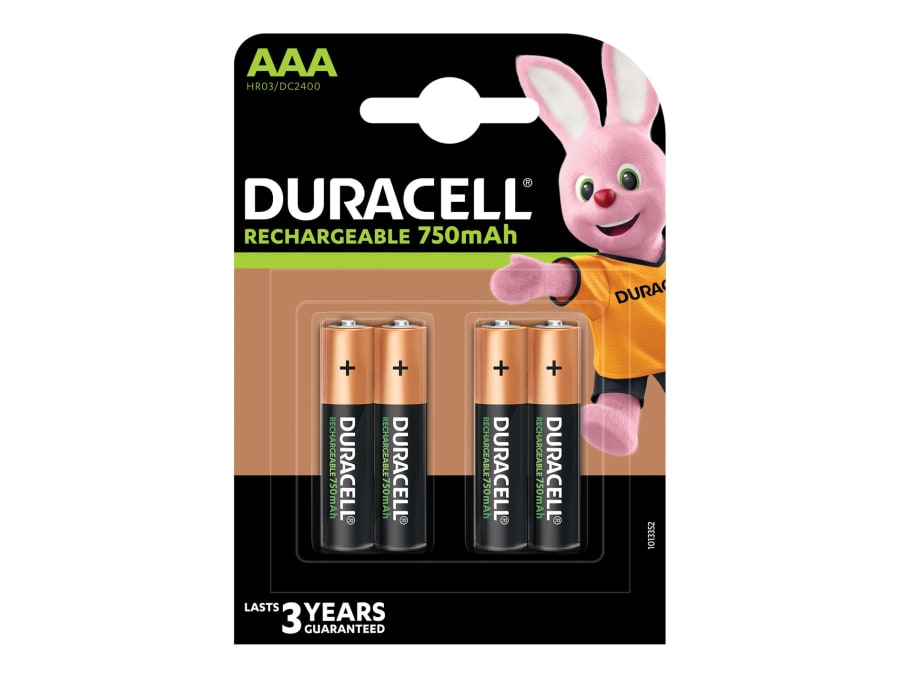 Duracell S5272 AAA Rechargeable Batteries with 750mAh (Pack 4)