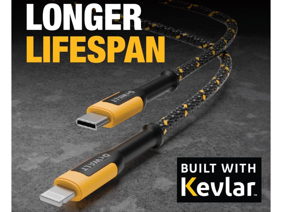 Dewalt Telecoms 1311357DWG USB C to Lightning Charging Cable 1.2m