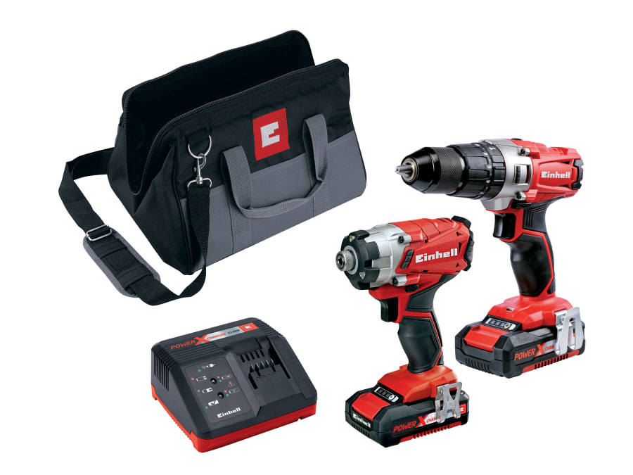 Einhell 4257214 Power X-Change Combi & Impact Driver Twin Pack 18V with 2 × 2.0Ah