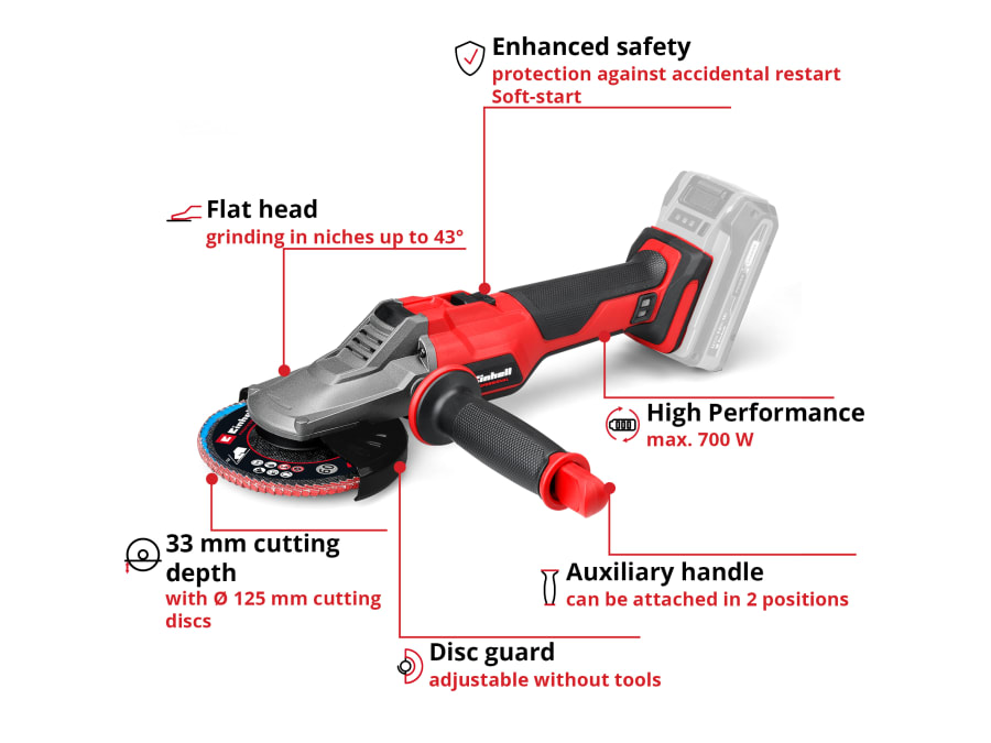 Einhell TP-AG 18/125 F Li BL 18V 125mm Brushless Angle Grinder Solo