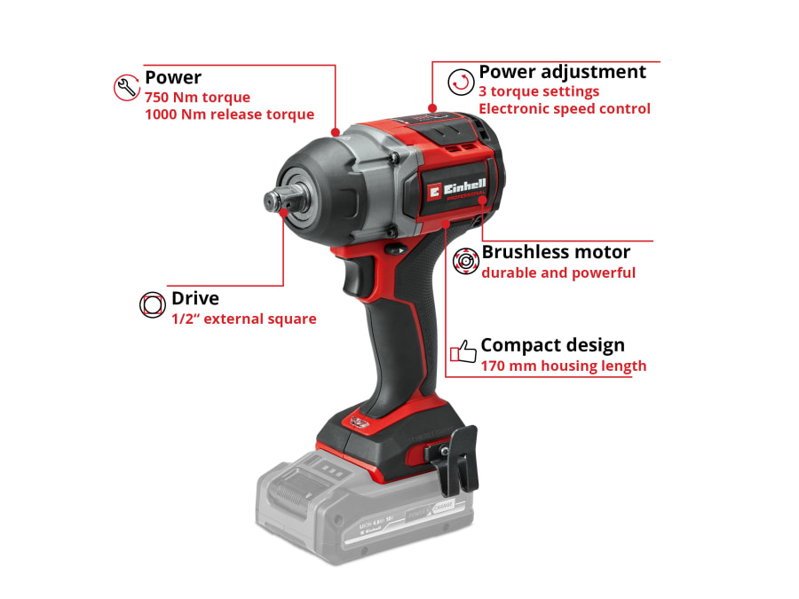 Einhell TP-CW 18/750-C Li BL 18V Brushless Impact Wrench Solo