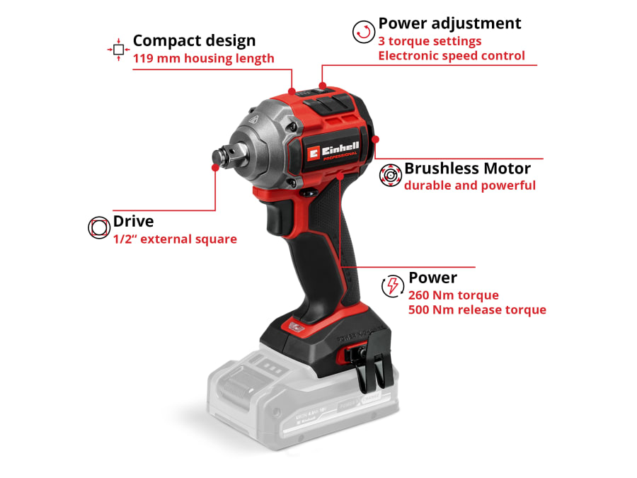 Einhell TP-CW 18/260-C Li BL 18V Brushless Impact Wrench Solo