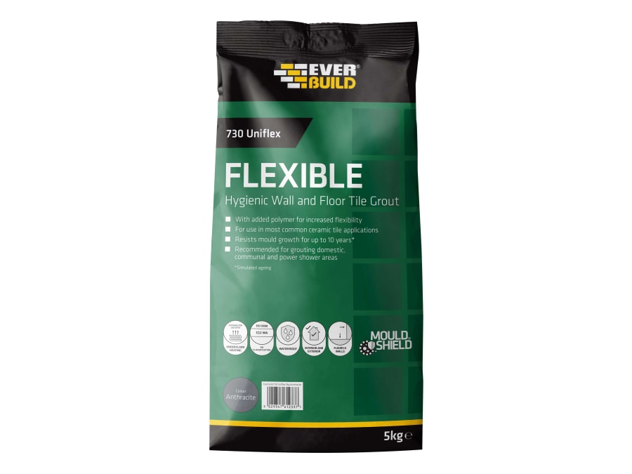 Everbuild Sika Everbuild 486045 730 Uniflex Hygienic Tile Grout Anthracite 5kg