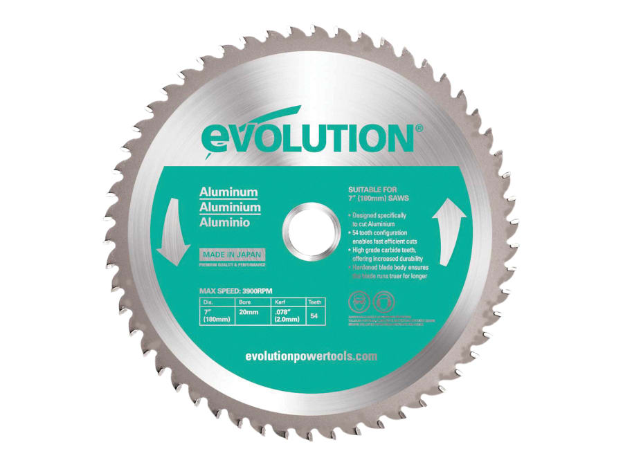 Evolution EVOBLADEAL Aluminium Cutting Circular Saw Blade 180 x 20mm x 54T