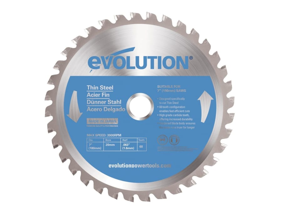 Evolution EVOBLADETS 180mm x 20mm x 68T Thin Steel Cutting Circular Saw Blade