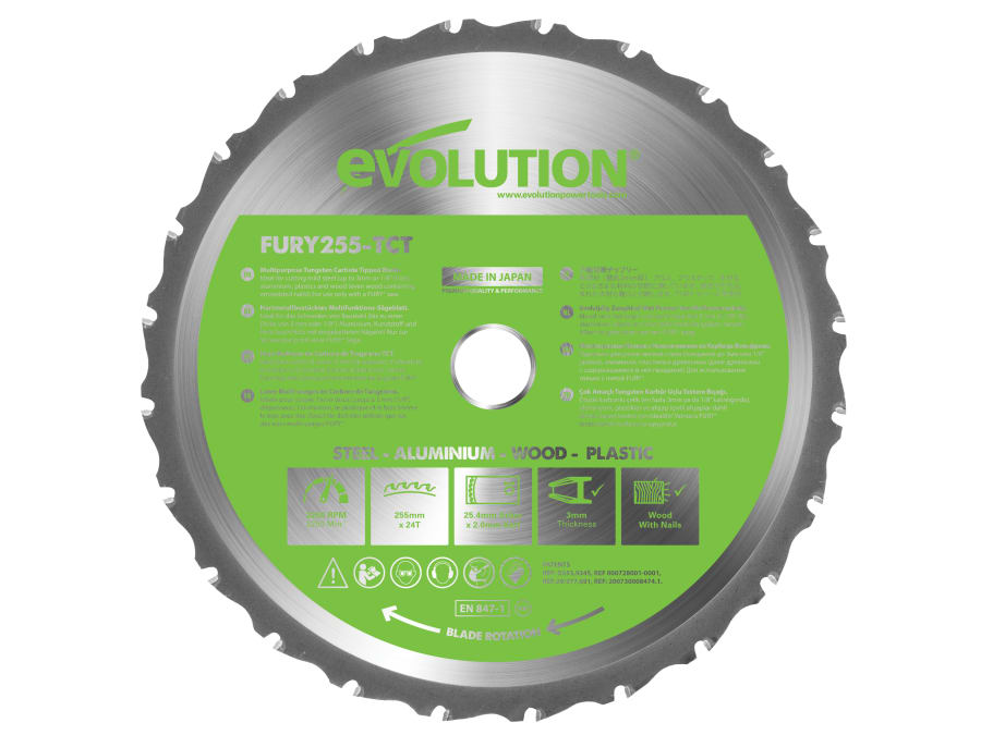 Evolution FURYBLADE255MULTI 255mm Multi-Purpose Circular Saw Blade