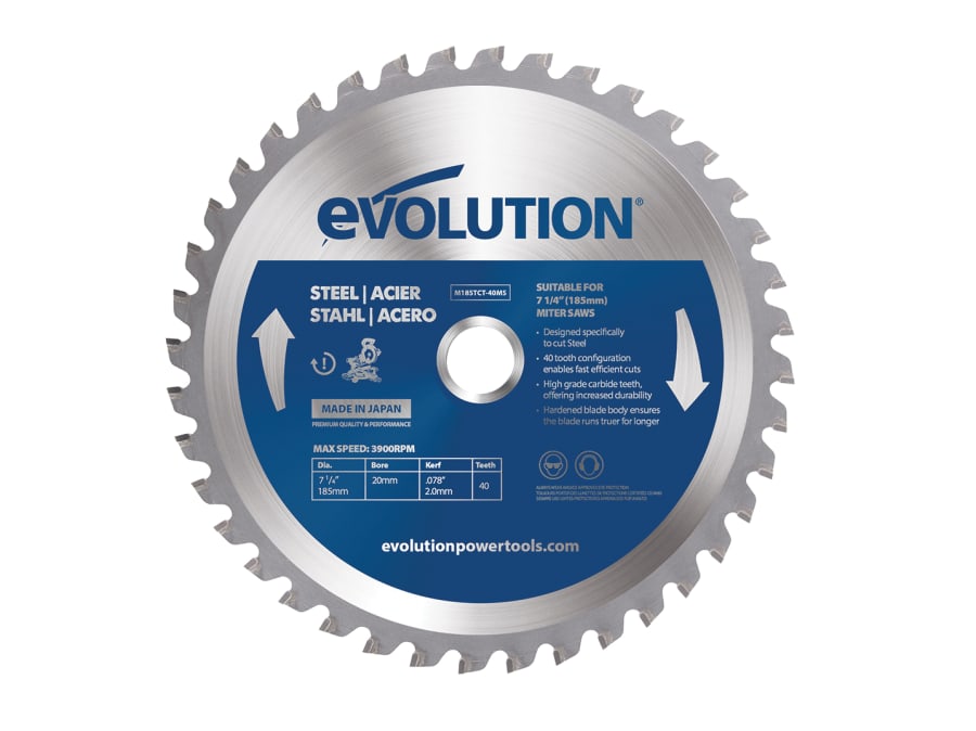 Evolution M185TCT40MS 185mm Mild Steel Cutting Saw Blade 40T