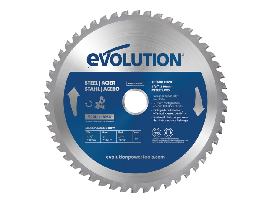 Evolution M210TCT50MS 210mm 50T Mild Steel Cutting Saw Blade