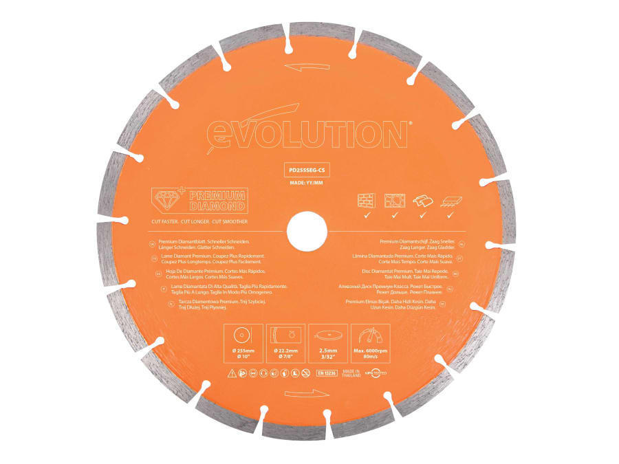 Evolution PD255SEGCS 255mm Diamond Disc Cutter Blade