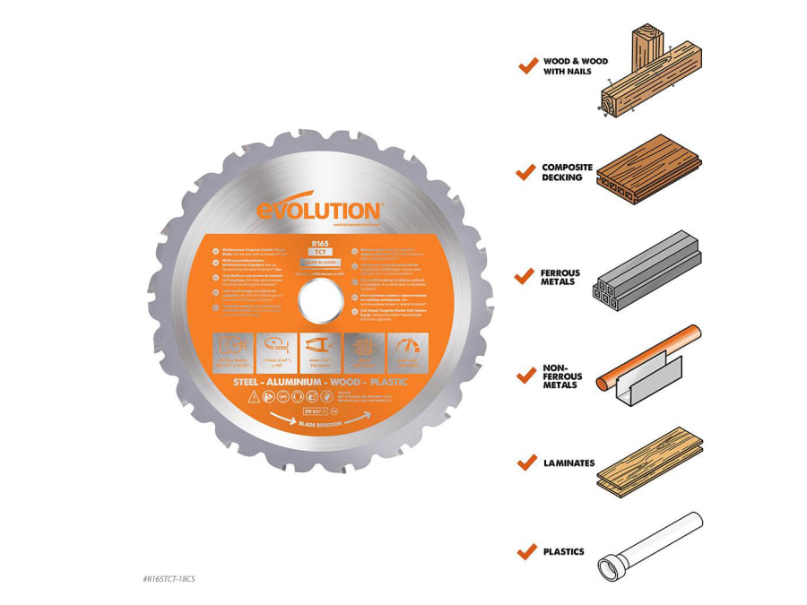 Evolution R165TCT18CS 165mm Multi-Material Saw Blade