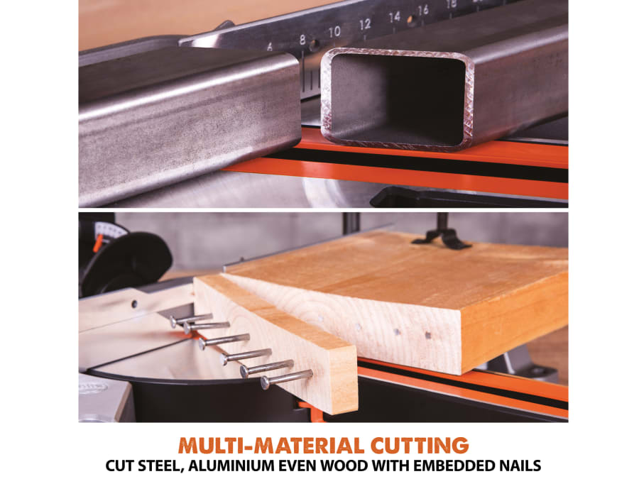 Evolution R210SMS-300+ 210mm Multi-Material Sliding Mitre Saw 1500W 110V