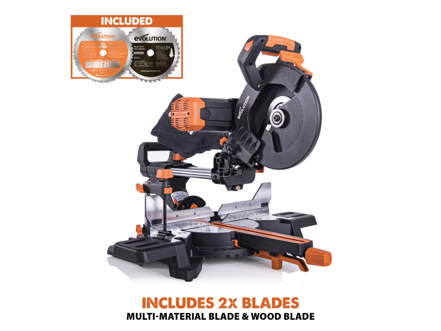 Evolution R255SMS-DB+ 255mm Multi-Material Sliding Mitre Saw 1600W 110V