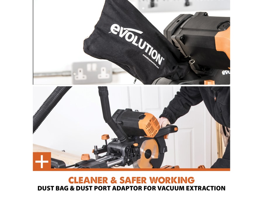 Evolution R255SMS-DB+ 255mm Multi-Material Sliding Mitre Saw 1600W 110V