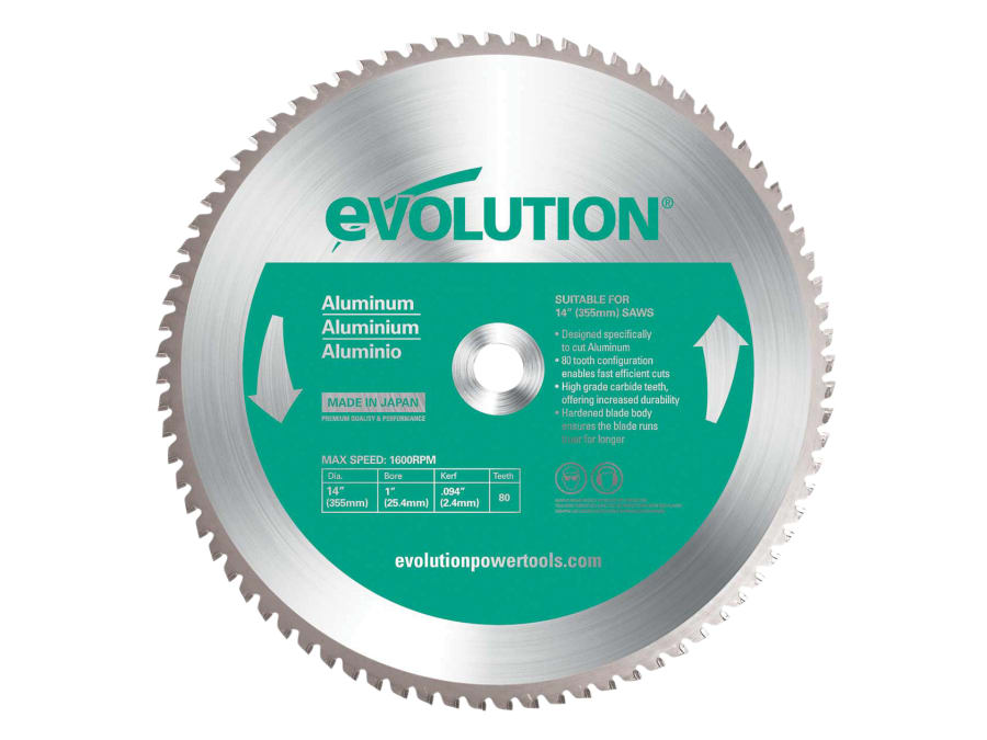 Evolution 80TBLADE14 355mm 80T Aluminium Cutting Chop Saw Blade
