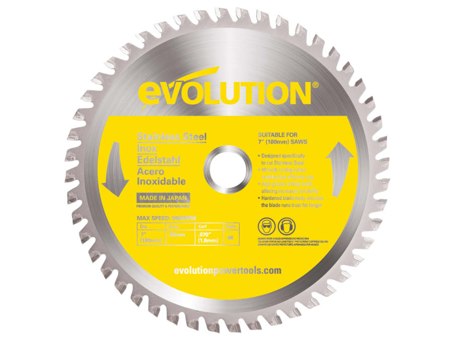 Evolution EVOBLADESS 180mm x 20mm x 48T Stainless Steel Cutting Circular Saw Blade