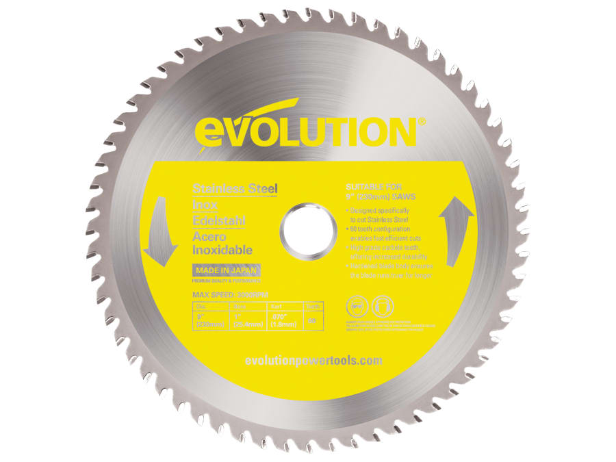 Evolution EVOBLADE230SS 230mm x 25.4mm x 60T Stainless Steel Cutting Circular Saw Blade