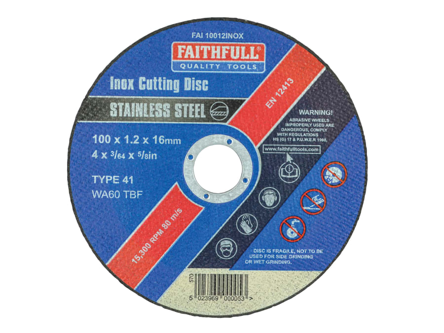 Faithfull FAI10012INOX 100 x 1.2 x 16mm Inox Cutting Disc