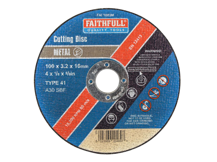 Faithfull FAI1003M 100 x 3.2 x 16mm Metal Cut Off Disc