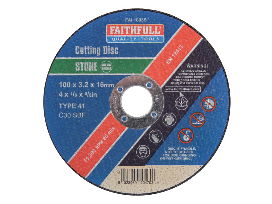 Faithfull FAI1003S 100 x 3.2 x 16mm Stone Cut Off Disc