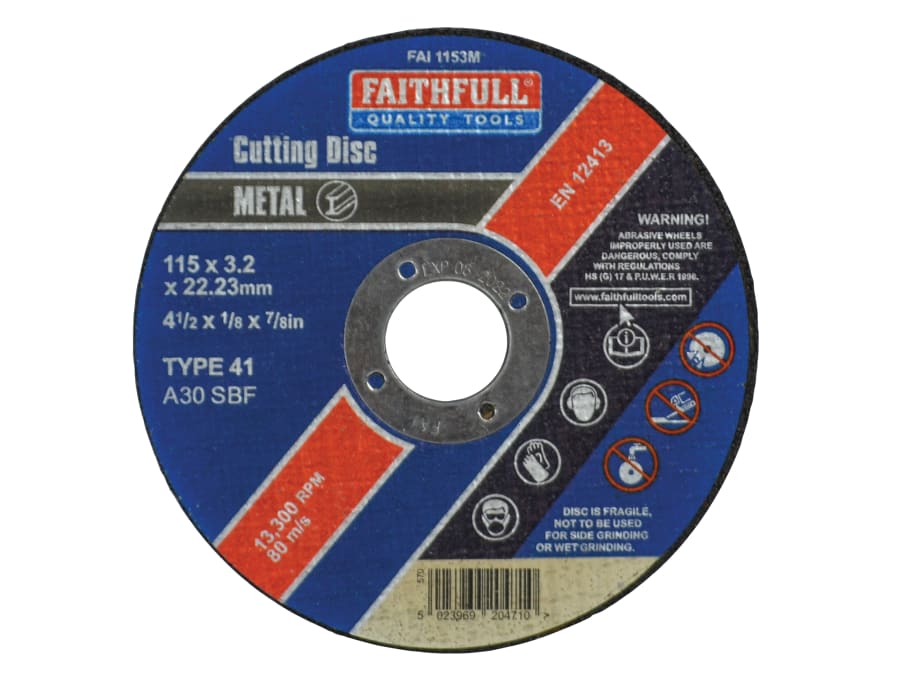 Faithfull FAI1153M 115 x 3.2 x 22.23mm Metal Cut Off Disc