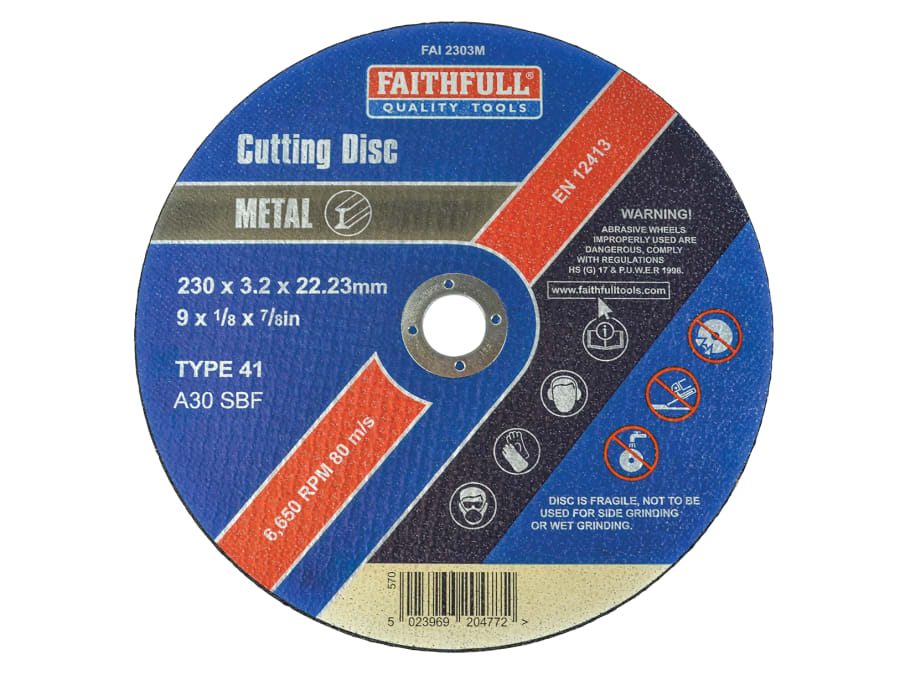 Faithfull FAI2303M 230 x 3.2 x 22.23mm Metal Cut Off Disc