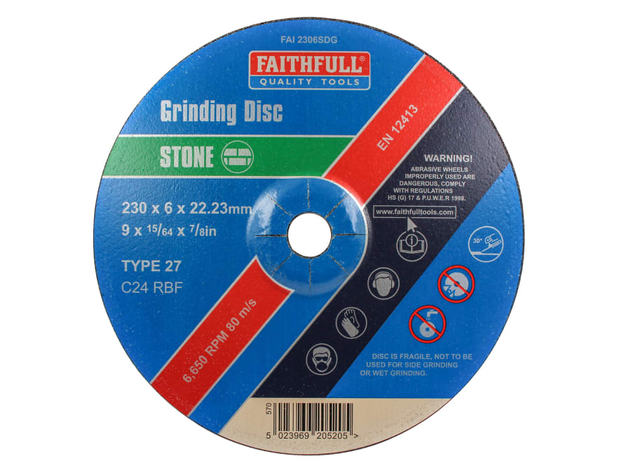 Faithfull FAI2306SDG 230mm Depressed Centre Stone Grinding Disc