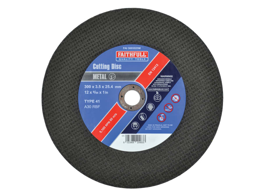 Faithfull FAI3003525M 300 × 3.5 × 25.4mm Metal Cut Off Disc