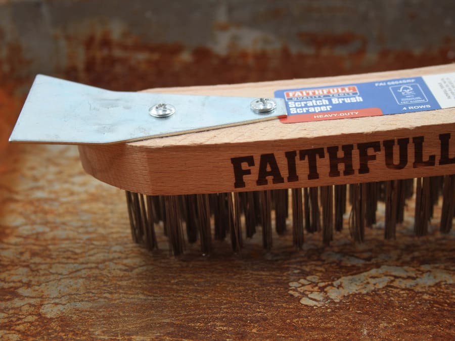 Faithfull FAI6804SRF 4 Row Scratch Brush with Scraper