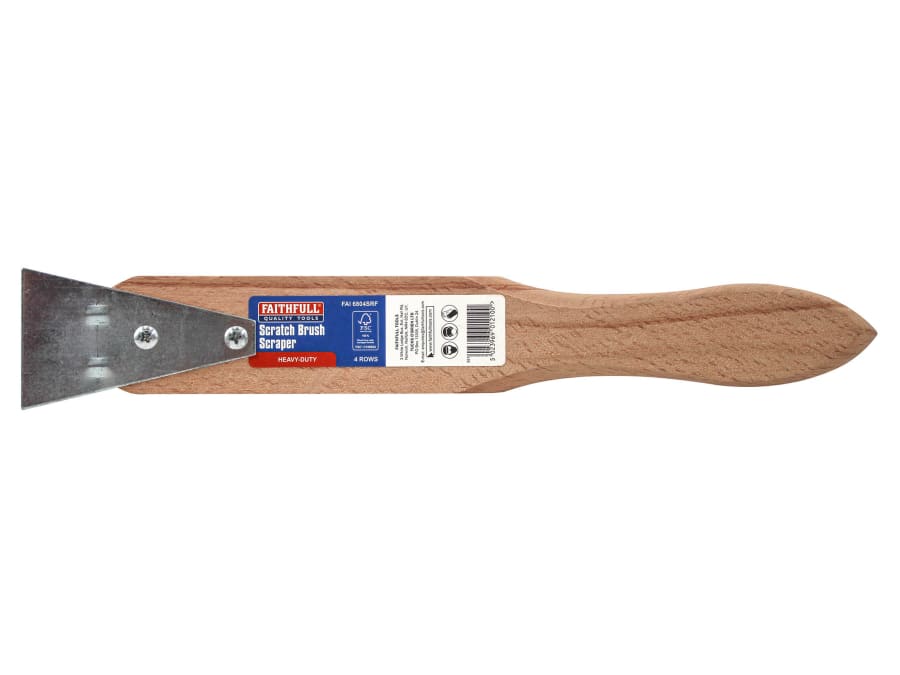 Faithfull FAI6804SRF 4 Row Scratch Brush with Scraper