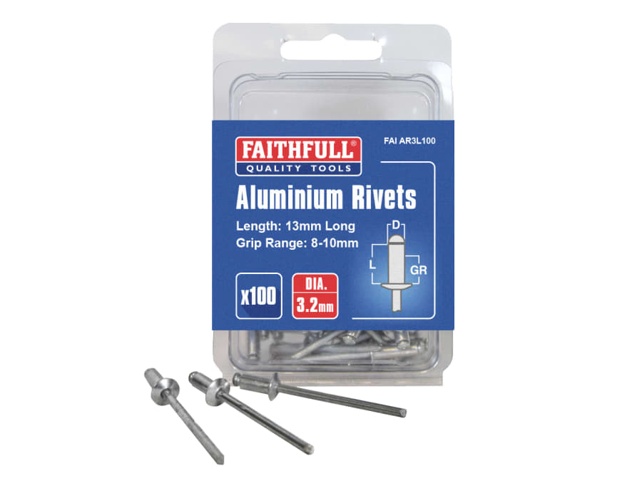 Faithfull FAIAR3L100 Aluminium Rivets 3.2x13mm 100 Pack