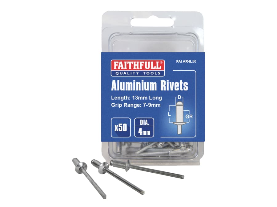 Faithfull FAIAR4L50 Aluminium Rivets 4 × 13mm