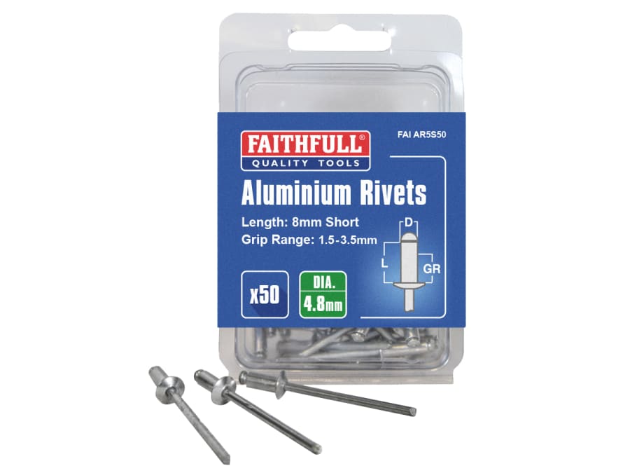 Faithfull FAIAR5S50 Aluminium Rivets 4.8 × 8mm
