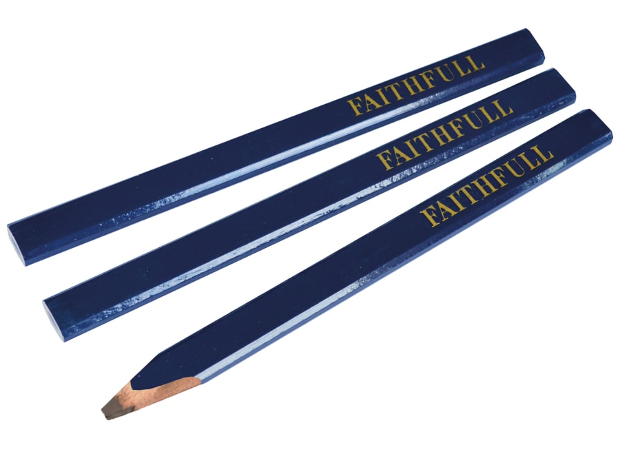 Faithfull FAICPB Carpenter's Pencils Blue Soft Pack 3