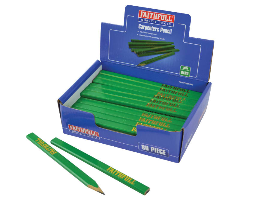 Faithfull FAICPDISPG80 Carpenter's Pencils-Green / Hard