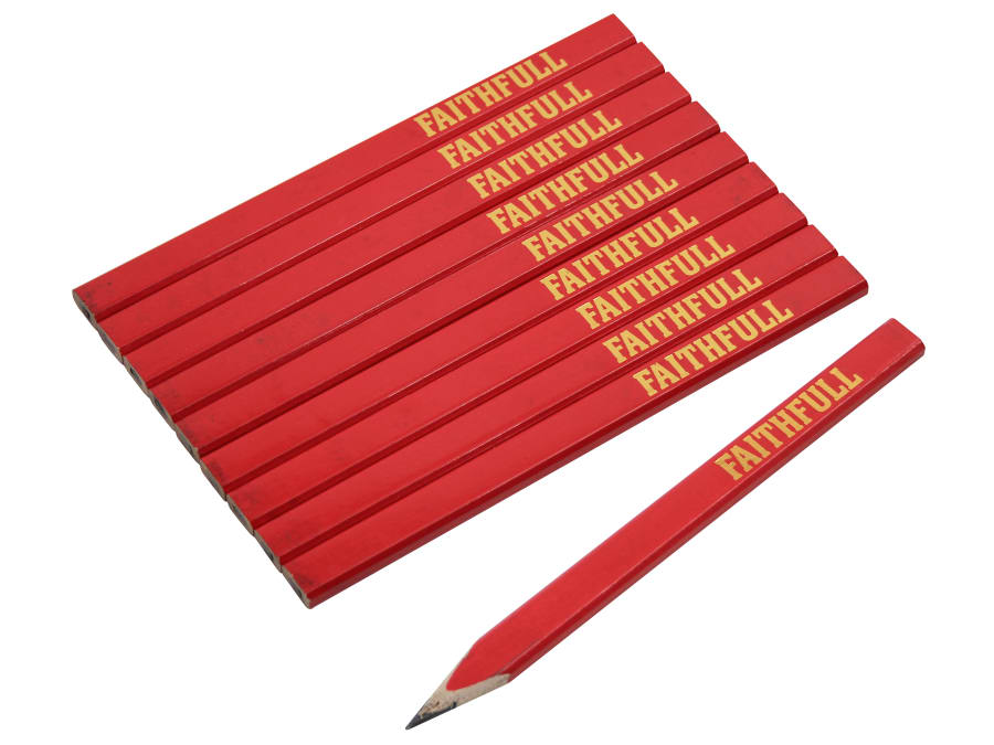 Faithfull FAICPR10FSC Carpenter's Pencils-Red / Medium (Pack 10)