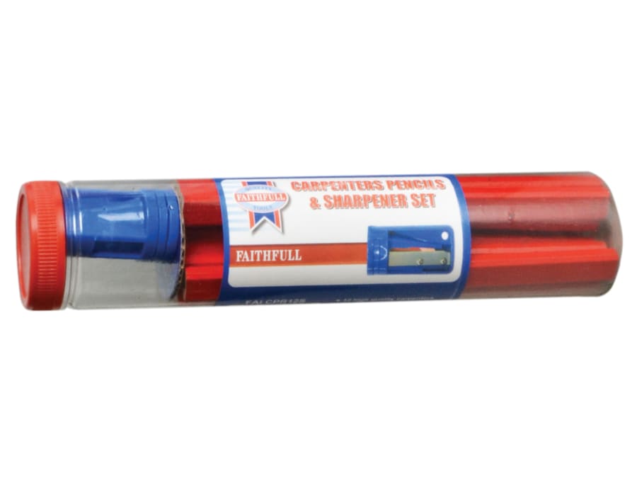 Faithfull FAICPR12S Carpenter's Pencils with Tube & Sharpener