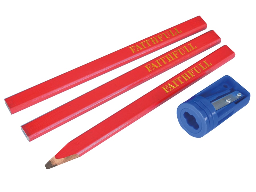Faithfull FAICPSHARP Carpenters' Pencils Red with Sharpener